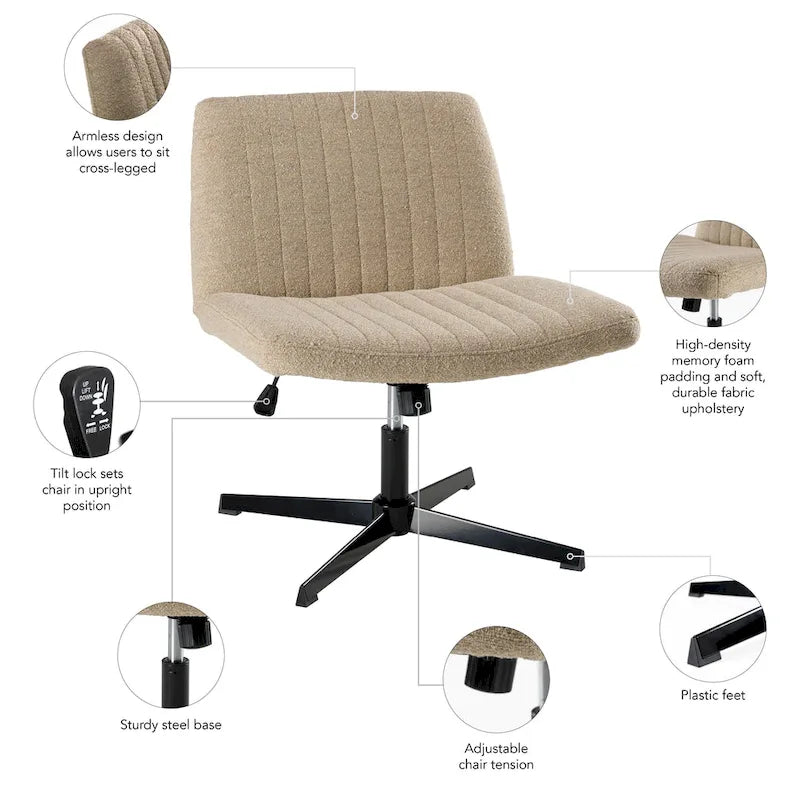 Chaise de bureau sans accoudoirs ni roulettes