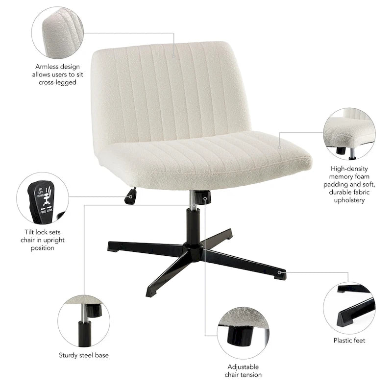 Chaise de bureau sans accoudoirs ni roulettes