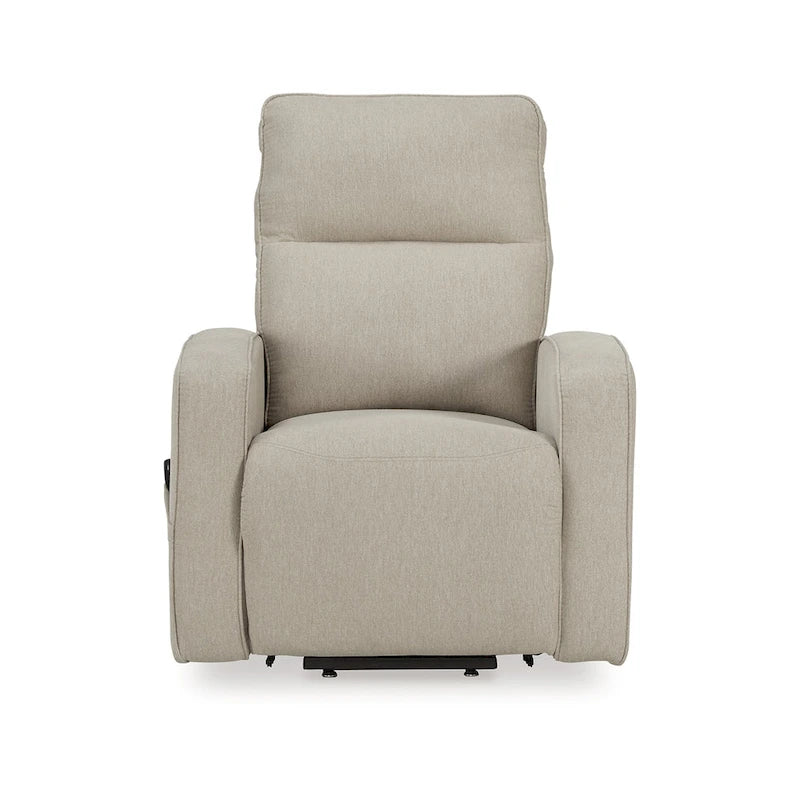 Fauteuil inclinable électrique réglable en hauteur, tissu polyester gris fumé, coussins en mousse