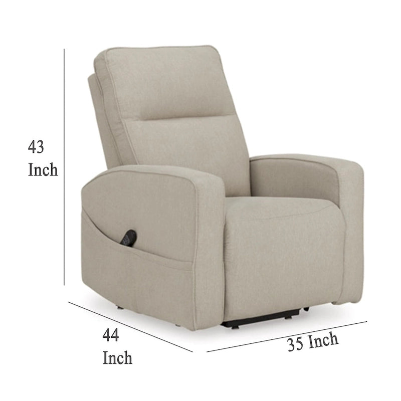 Fauteuil inclinable électrique réglable en hauteur, tissu polyester gris fumé, coussins en mousse