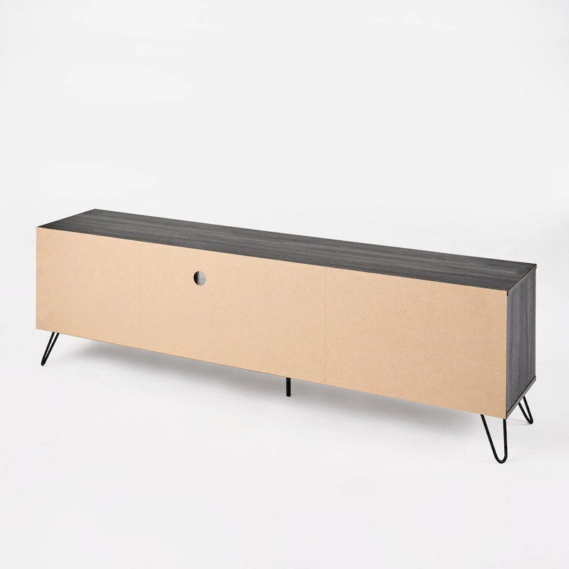 Meuble de rangement pour TV, multimédia et divertissement, 2 étagères, gris, 71 pouces
