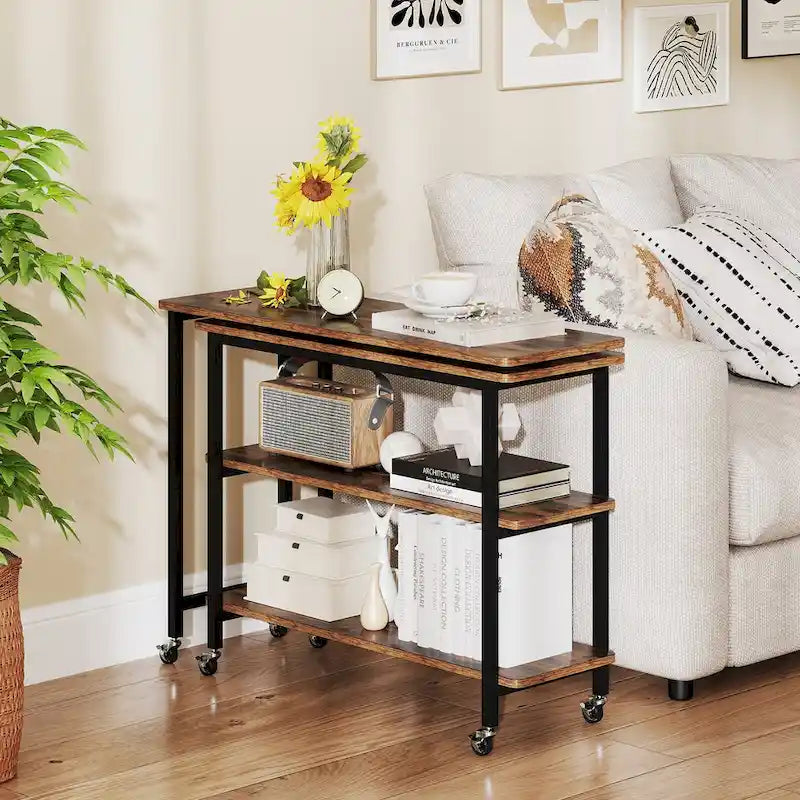 Table d'appoint de canapé rotative, table pour ordinateur portable en forme de L mobile