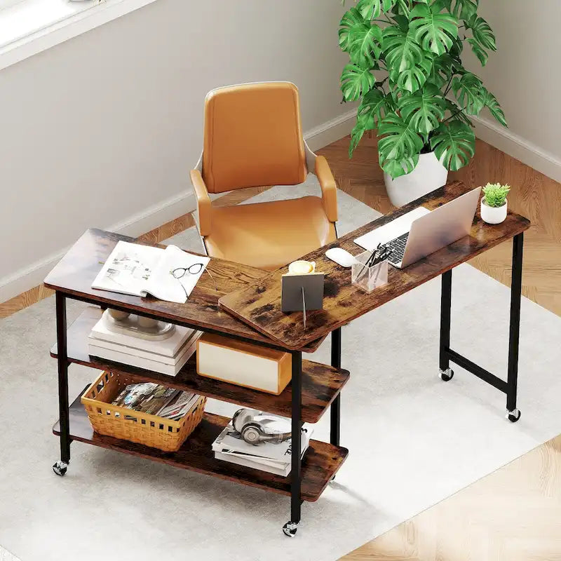 Table d'appoint de canapé rotative, table pour ordinateur portable en forme de L mobile