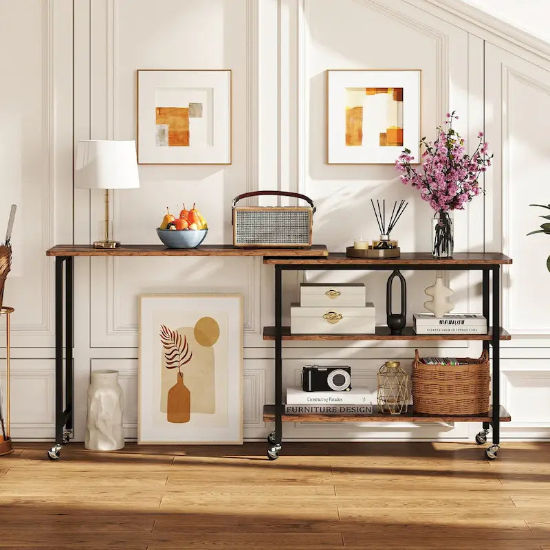 Table d'appoint de canapé rotative, table pour ordinateur portable en forme de L mobile