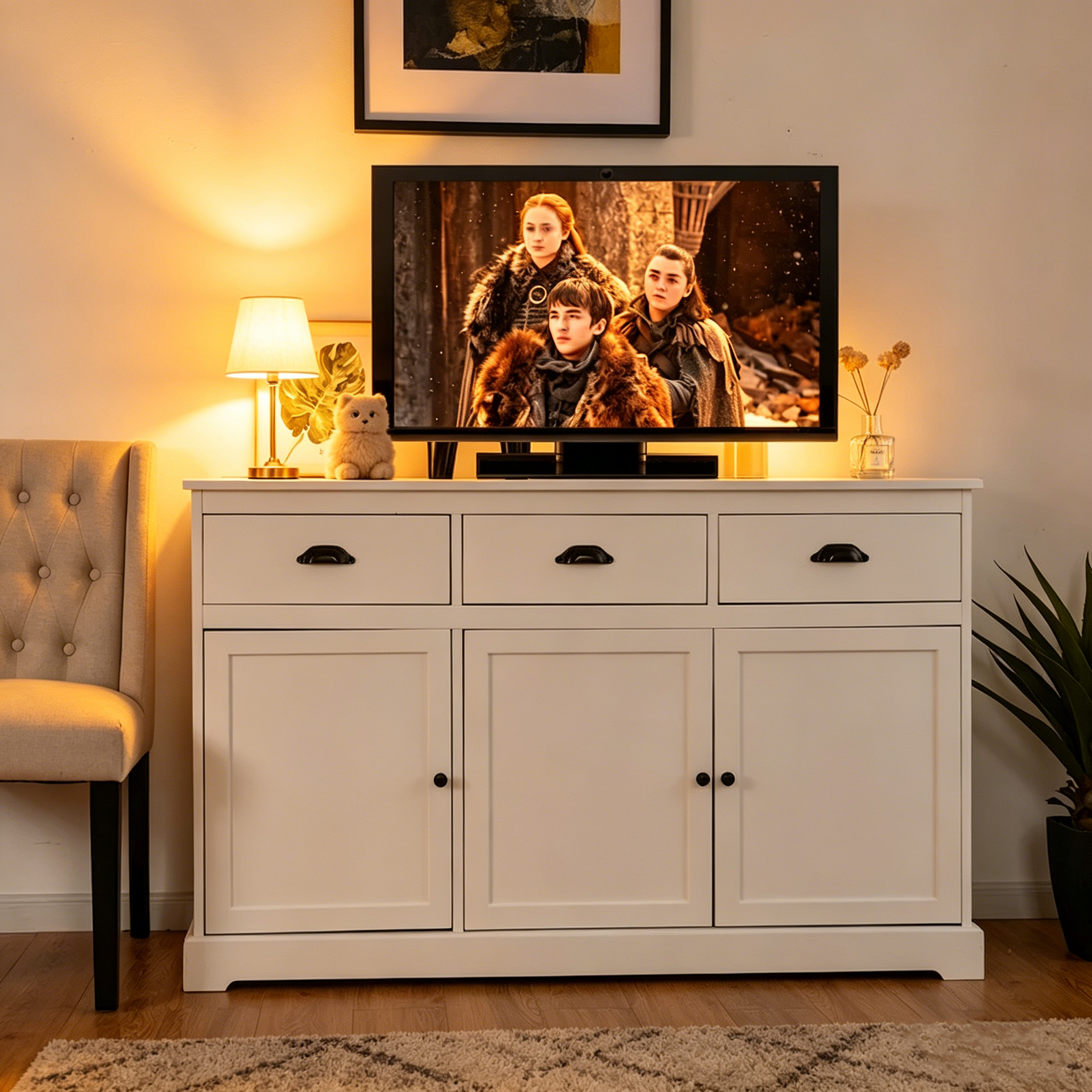 Buffet en bois multifonctionnel avec console de rangement