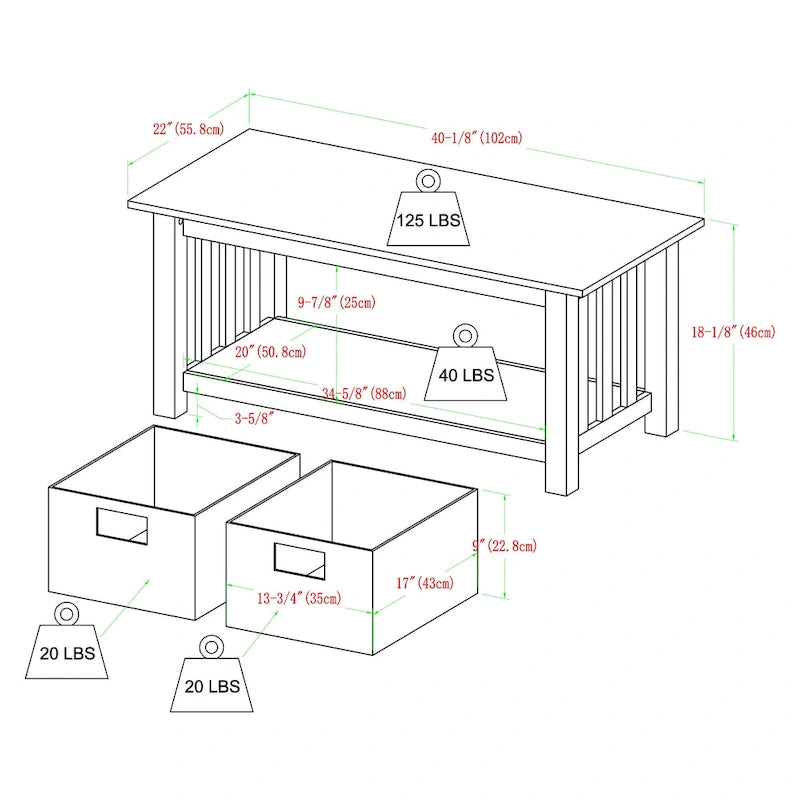Table basse de style 40 pouces