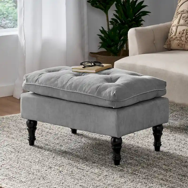 Repose-pieds moderne en tissu touffeté