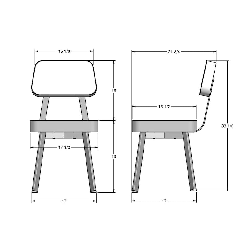Chaise de salle à manger rembourrée, pieds en métal