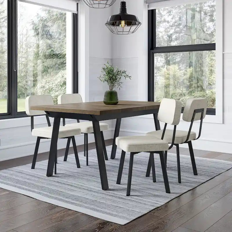 Chaise de salle à manger rembourrée, pieds en métal
