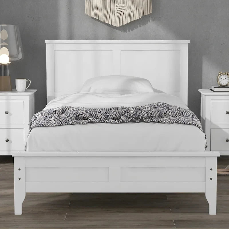 Lit plateforme moderne en bois massif blanc