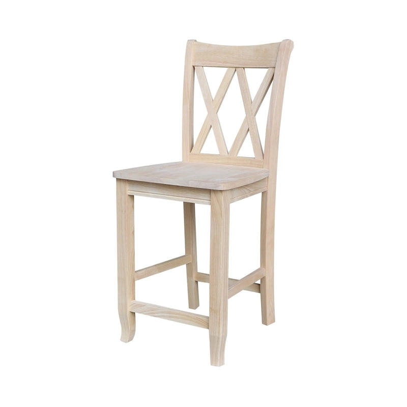 Tabouret à dossier en X croisé double
