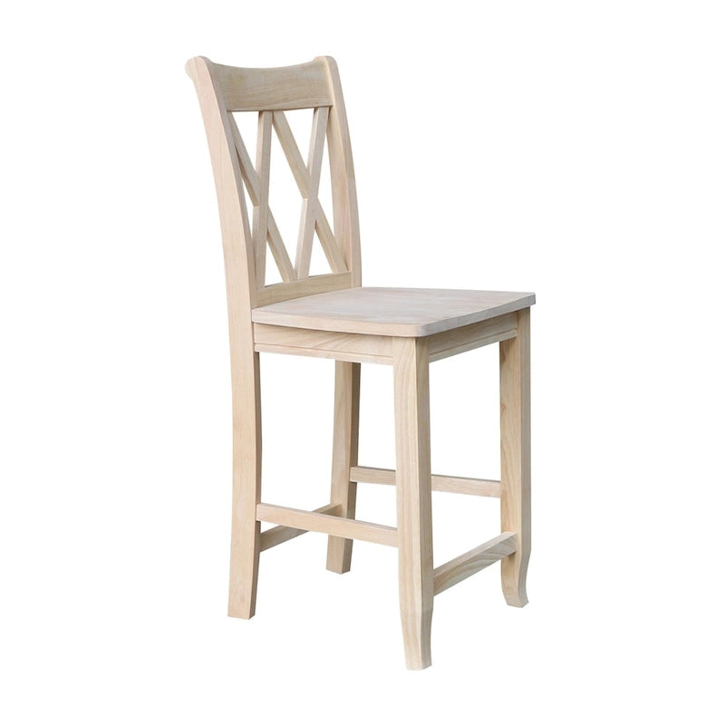 Tabouret à dossier en X croisé double