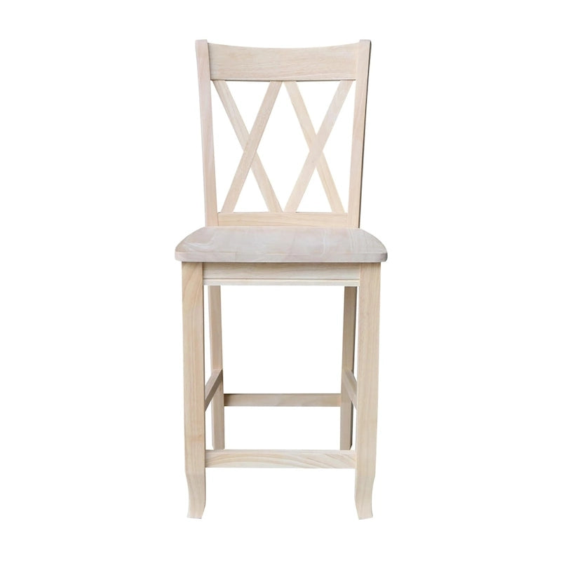 Tabouret à dossier en X croisé double