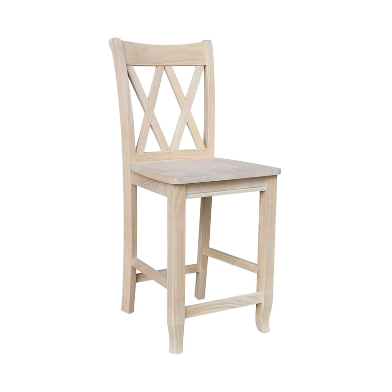 Tabouret à dossier en X croisé double