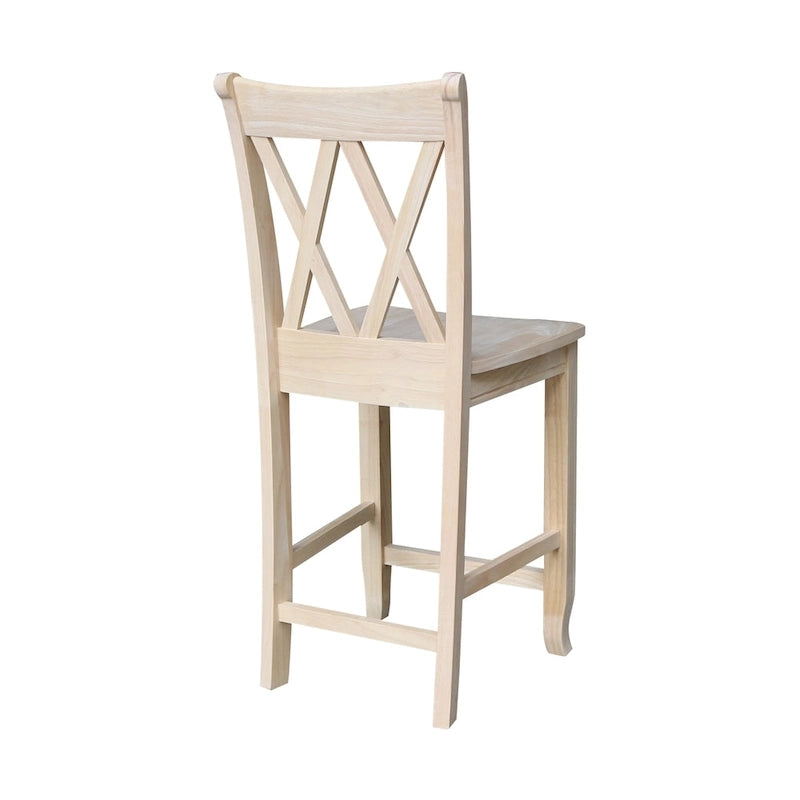 Tabouret à dossier en X croisé double