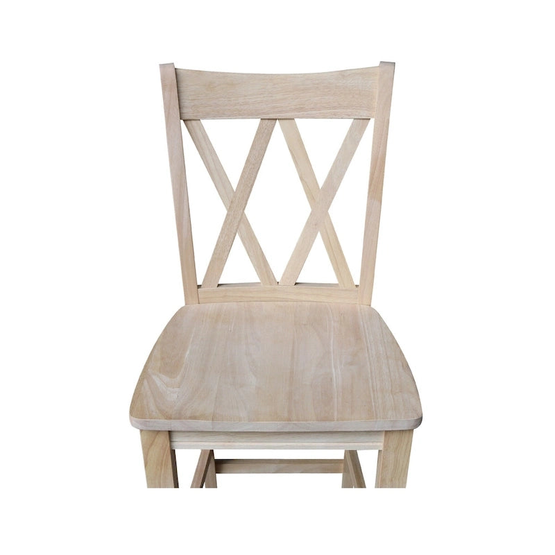 Tabouret à dossier en X croisé double
