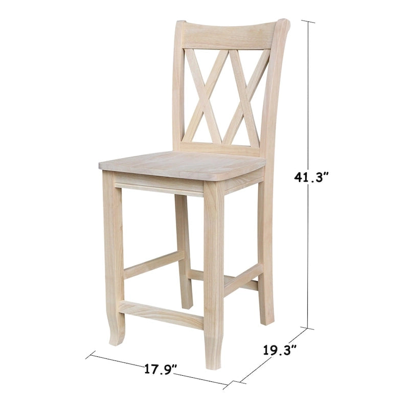 Tabouret à dossier en X croisé double