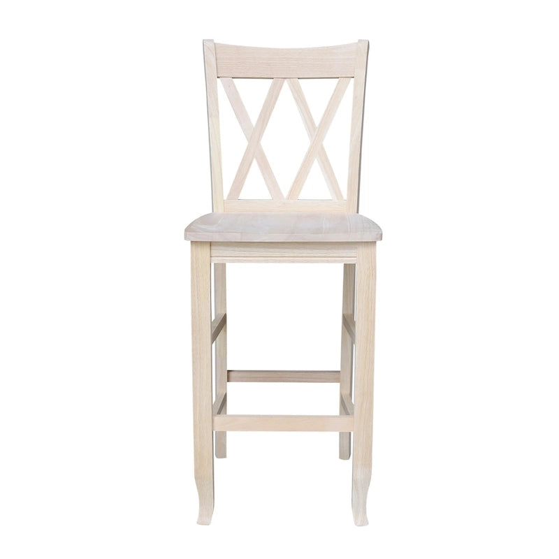 Tabouret à dossier en X croisé double