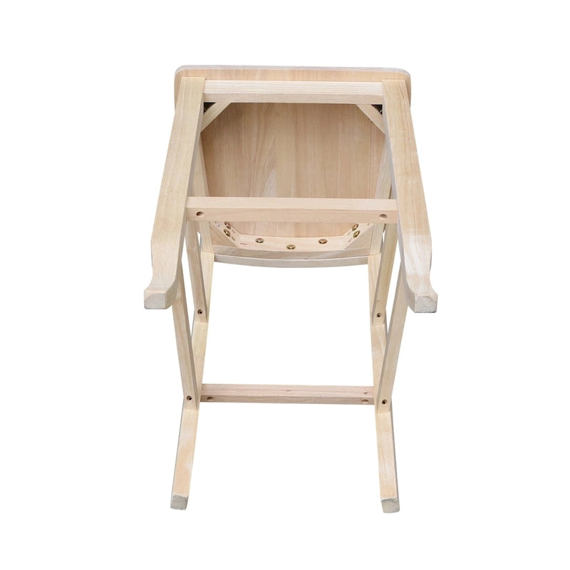 Tabouret à dossier en X croisé double