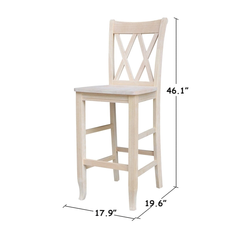 Tabouret à dossier en X croisé double