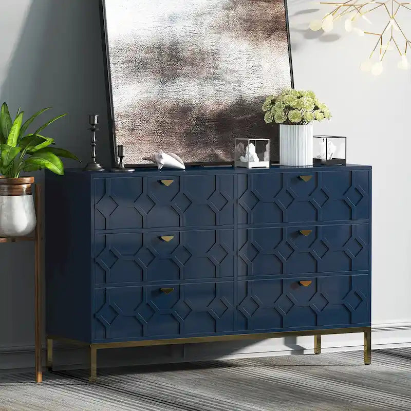 Commode de chambre en bois à six tiroirs