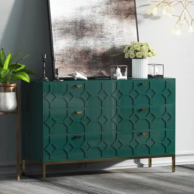 Commode de chambre en bois à six tiroirs