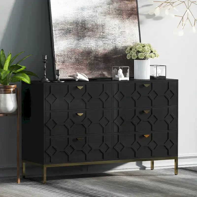 Commode de chambre en bois à six tiroirs