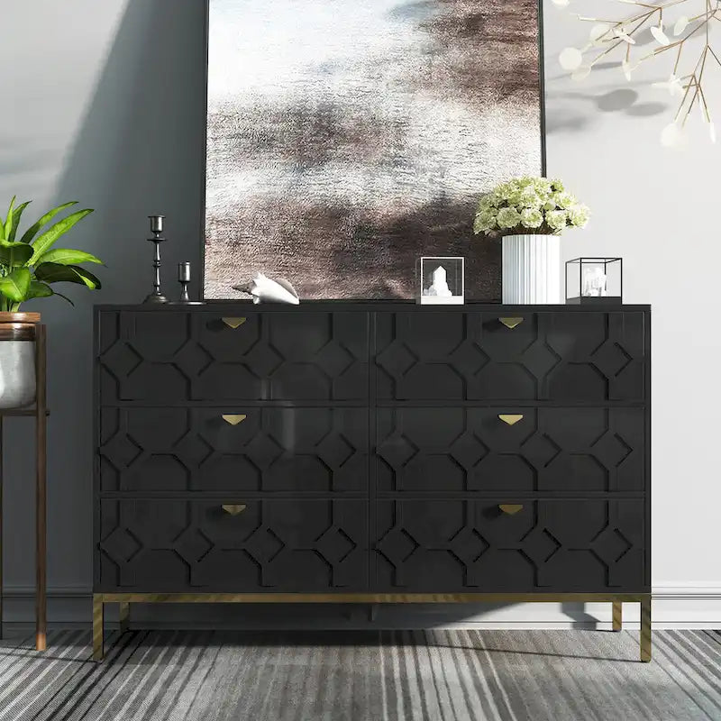 Commode de chambre en bois à six tiroirs