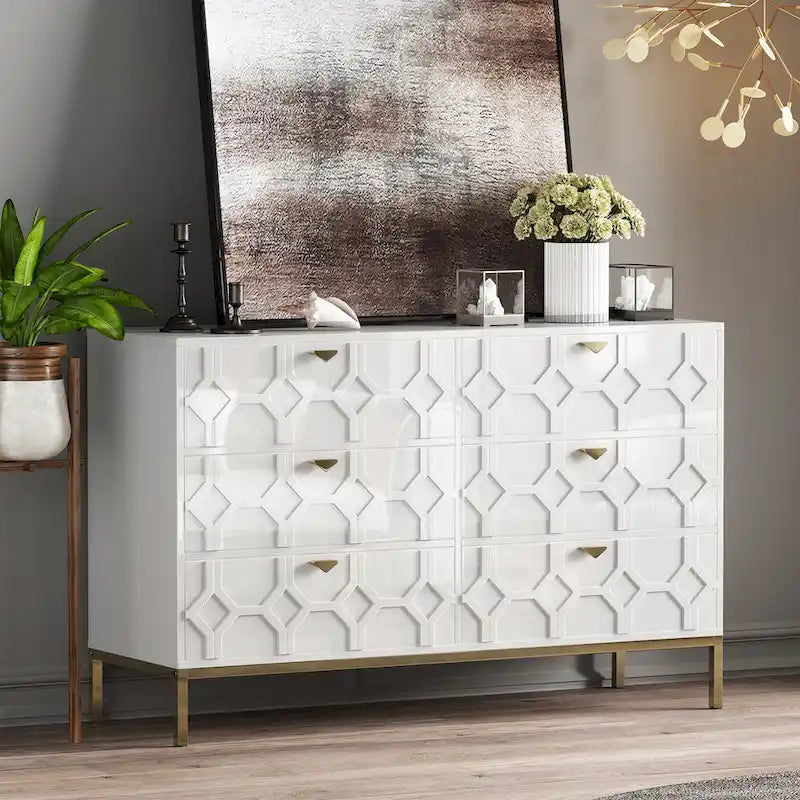 Commode de chambre en bois à six tiroirs