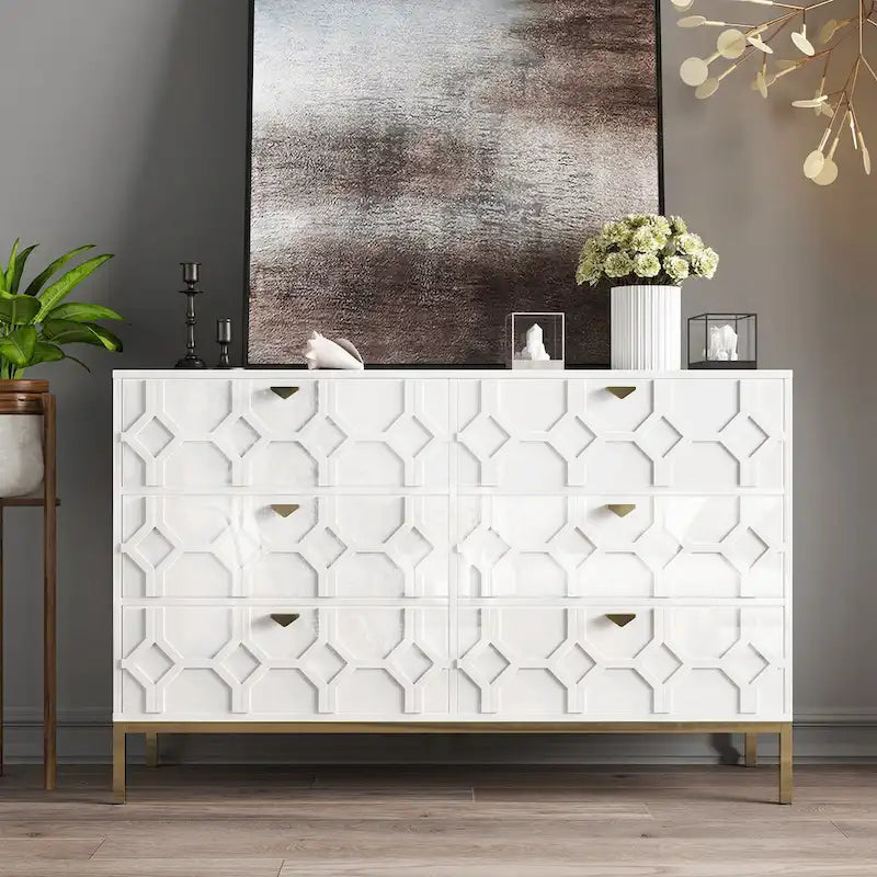 Commode de chambre en bois à six tiroirs