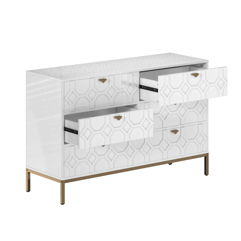 Commode de chambre en bois à six tiroirs