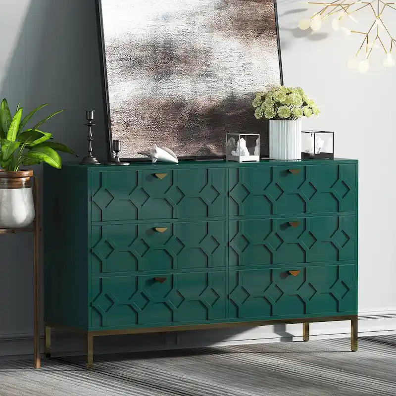 Commode de chambre en bois à six tiroirs