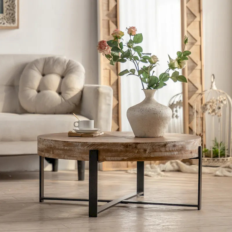 Table basse ronde de style rétro moderne