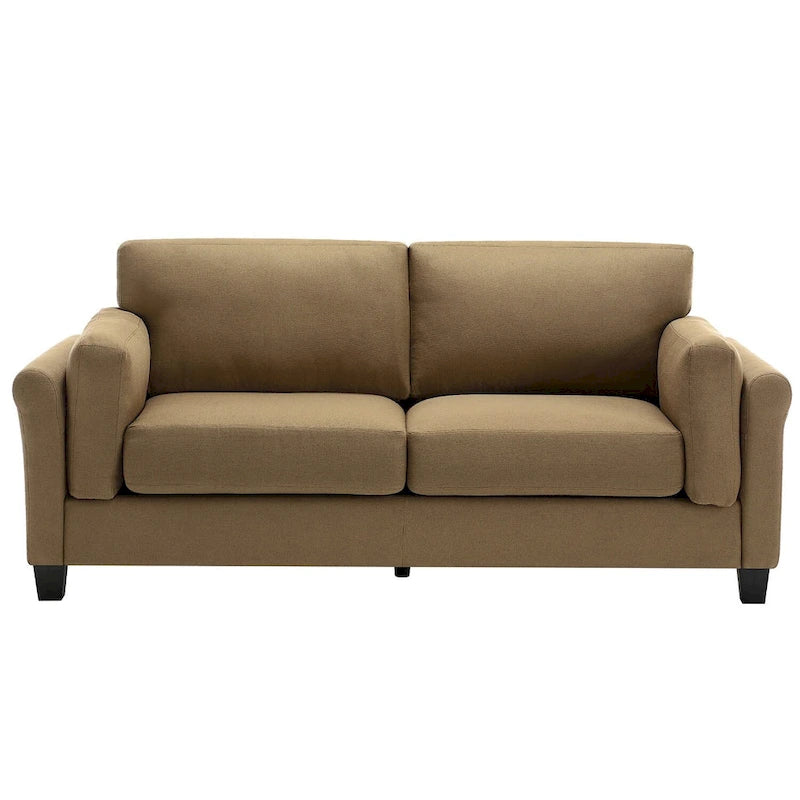 Canapé double accoudoir moderne, assise profonde, dossier avec coussins
