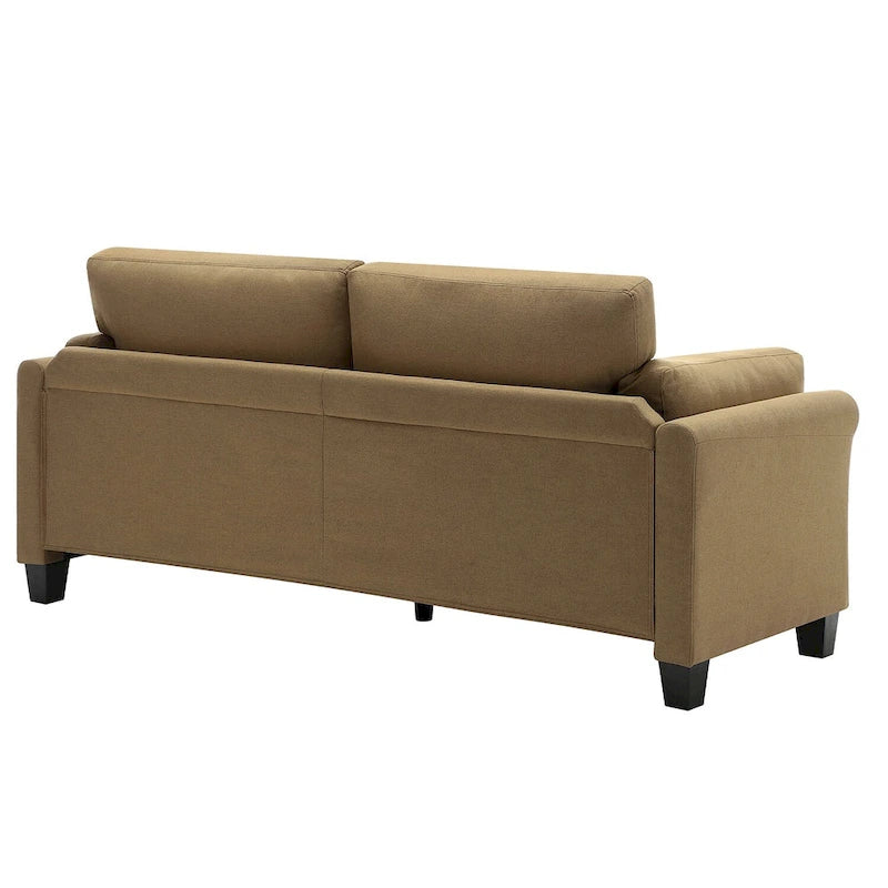 Canapé double accoudoir moderne, assise profonde, dossier avec coussins