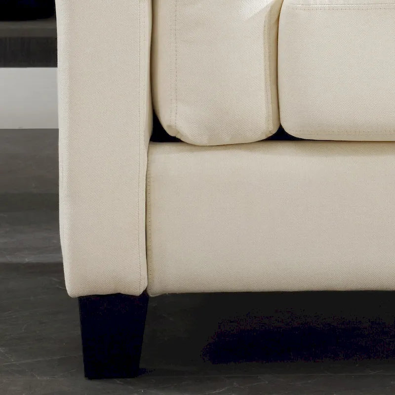 Canapé double accoudoir moderne, assise profonde, dossier avec coussins