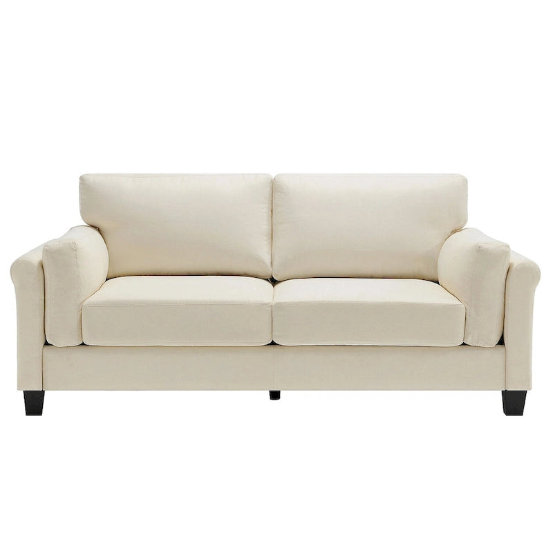 Canapé double accoudoir moderne, assise profonde, dossier avec coussins