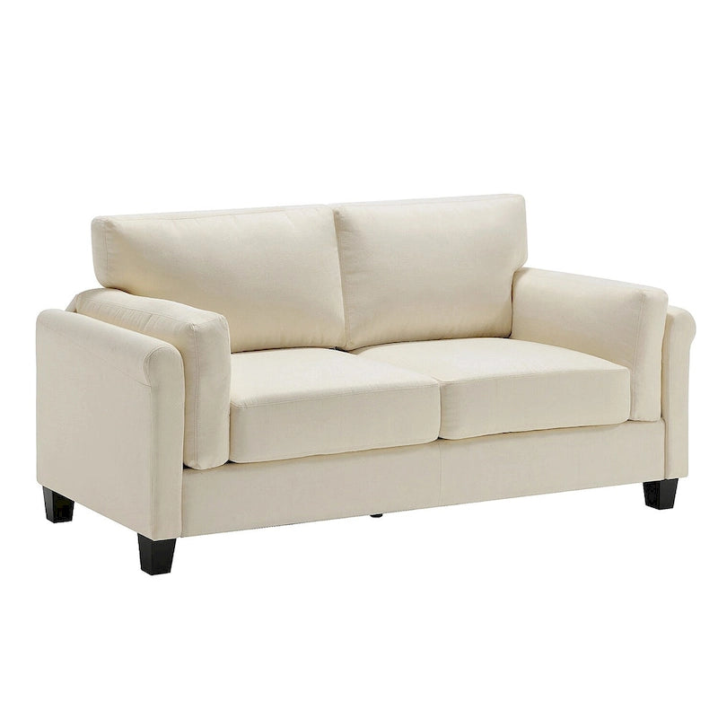 Canapé double accoudoir moderne, assise profonde, dossier avec coussins
