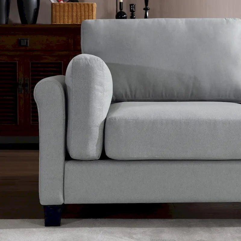 Canapé double accoudoir moderne, assise profonde, dossier avec coussins