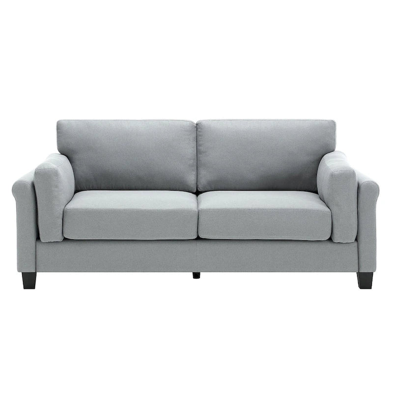 Canapé double accoudoir moderne, assise profonde, dossier avec coussins