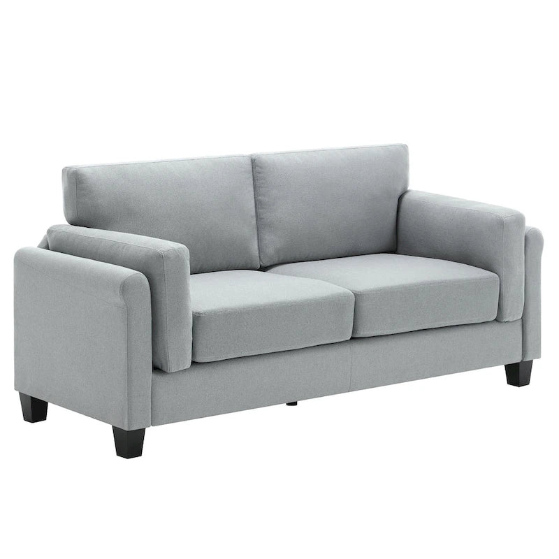 Canapé double accoudoir moderne, assise profonde, dossier avec coussins