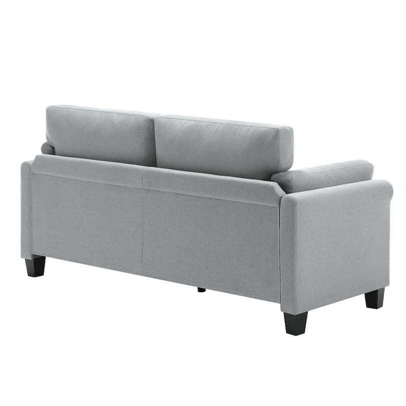 Canapé double accoudoir moderne, assise profonde, dossier avec coussins