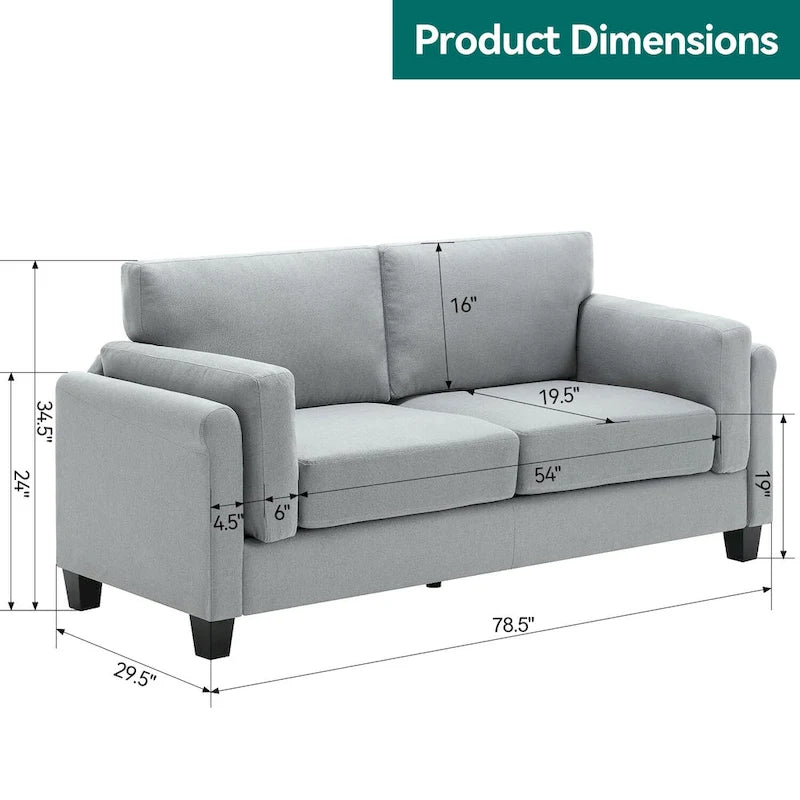 Canapé double accoudoir moderne, assise profonde, dossier avec coussins