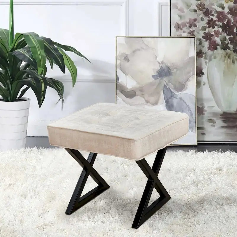 Repose-pieds/tabouret de coiffeuse en velours