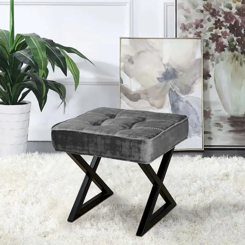 Repose-pieds/tabouret de coiffeuse en velours