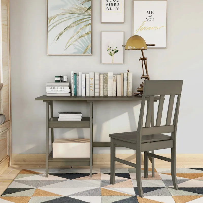 Ensemble de bureau d'ordinateur en verre en deux parties de 47 pouces et chaise