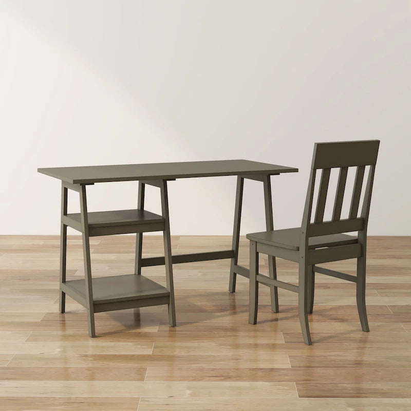 Ensemble de bureau d'ordinateur en verre en deux parties de 47 pouces et chaise