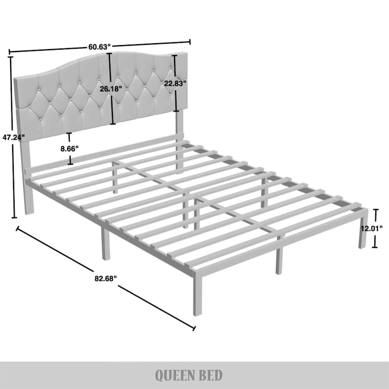 Lit plateforme capitonné en lin classique