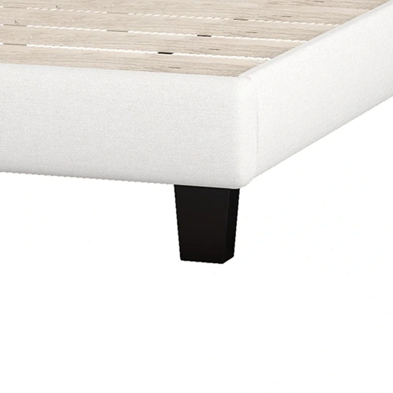Lit plateforme en lin beige de grande taille