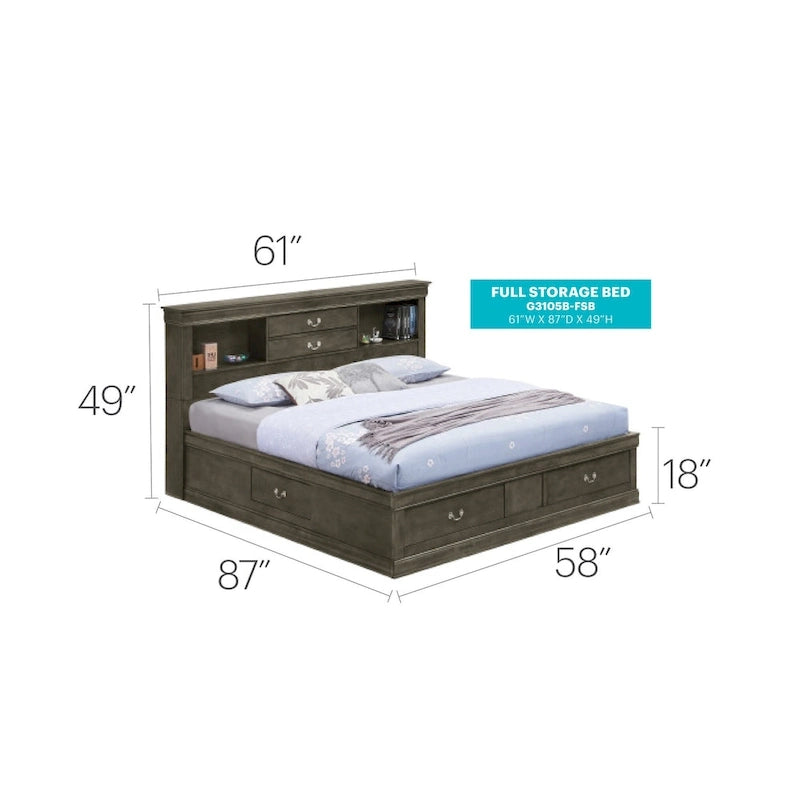 Lit plateforme de rangement complet avec 6 tiroirs de rangement